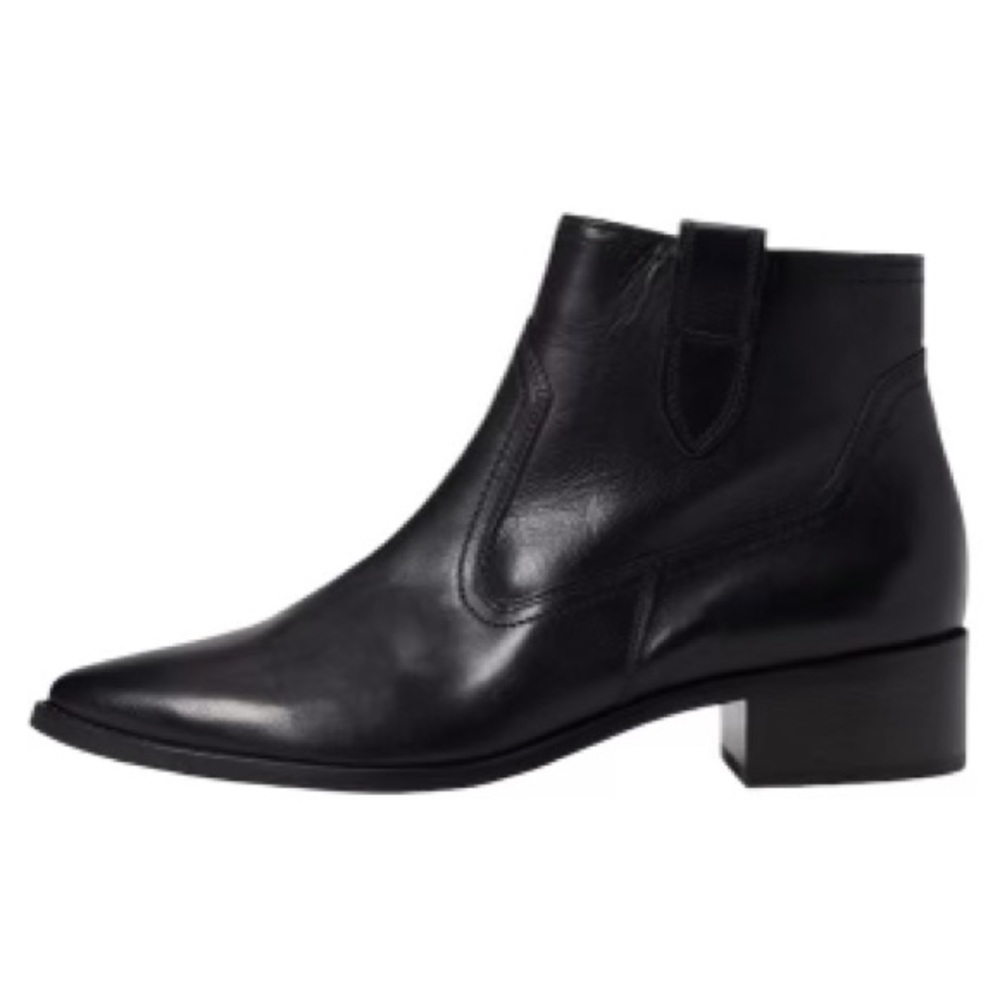 Paul Green Niche Pointed Toe Black Leather Bootie Size US 6.5 UK 4 Western NWT